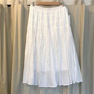 White cotton midi skirt